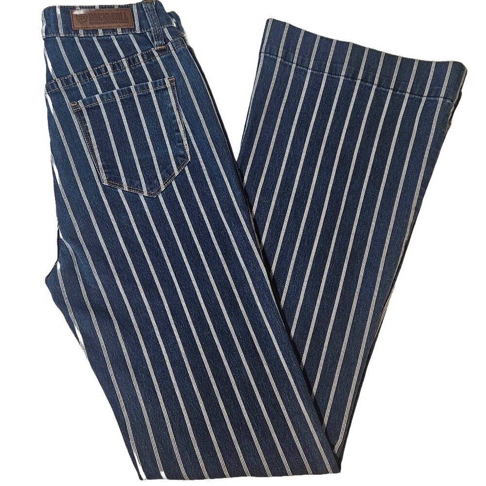 Rock & Roll Denim High Rise Trouser Jeans 27x34 Stripe Flare Western
